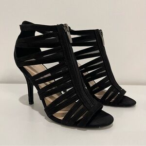 Nine West Strappy Zip-Up Black Heels